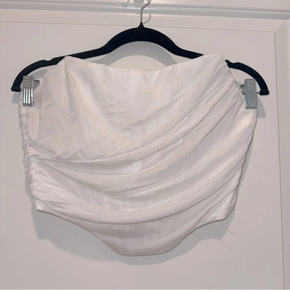 White Mesh Cropped Corset Top - Picture 2 of 4